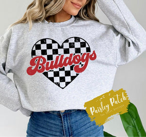 Bulldogs Checkered Heart